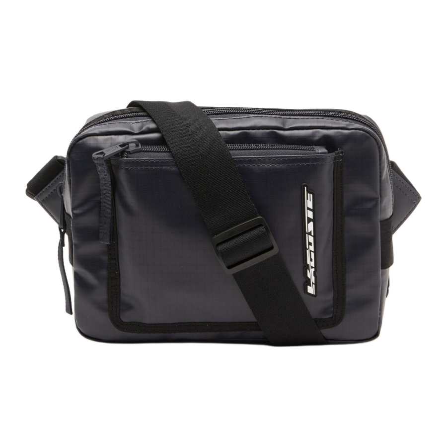 LACOSTE Coated Polyester Crossbody Bag, Shoulder Bag Regular Men's Midnight Blue Black