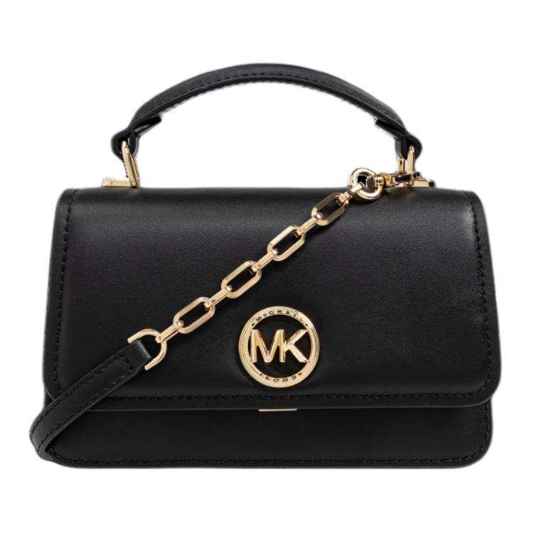 MICHAEL KORS Delancey Cow Leather Shoulder Bag, Crossbody Bag, Handbag Women's Black