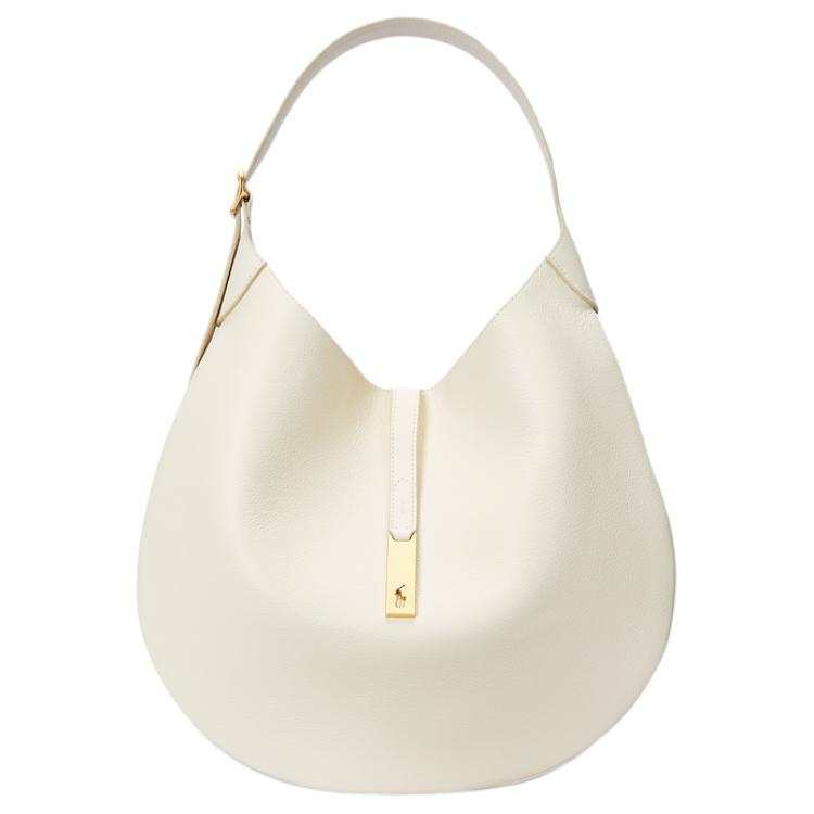 Polo Ralph Lauren Polo ID Cow Leather Shoulder Bag Large Women's Ivory White