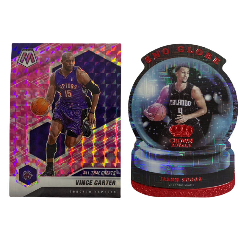 PANINI 2020 21 Mosaic, Raptors, Siakam, Crush Ice+2022 Crown, Magic, Suggs, Alien Teca, Player Card Pass Sports Cards