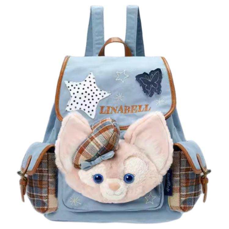 Disney Duffy And Friends Cowboy Style Collection Denim Cotton Backpack Women's Blue