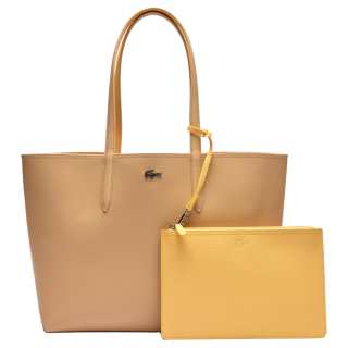 LACOSTE PVC One Shoulder Handbag Women's Beige