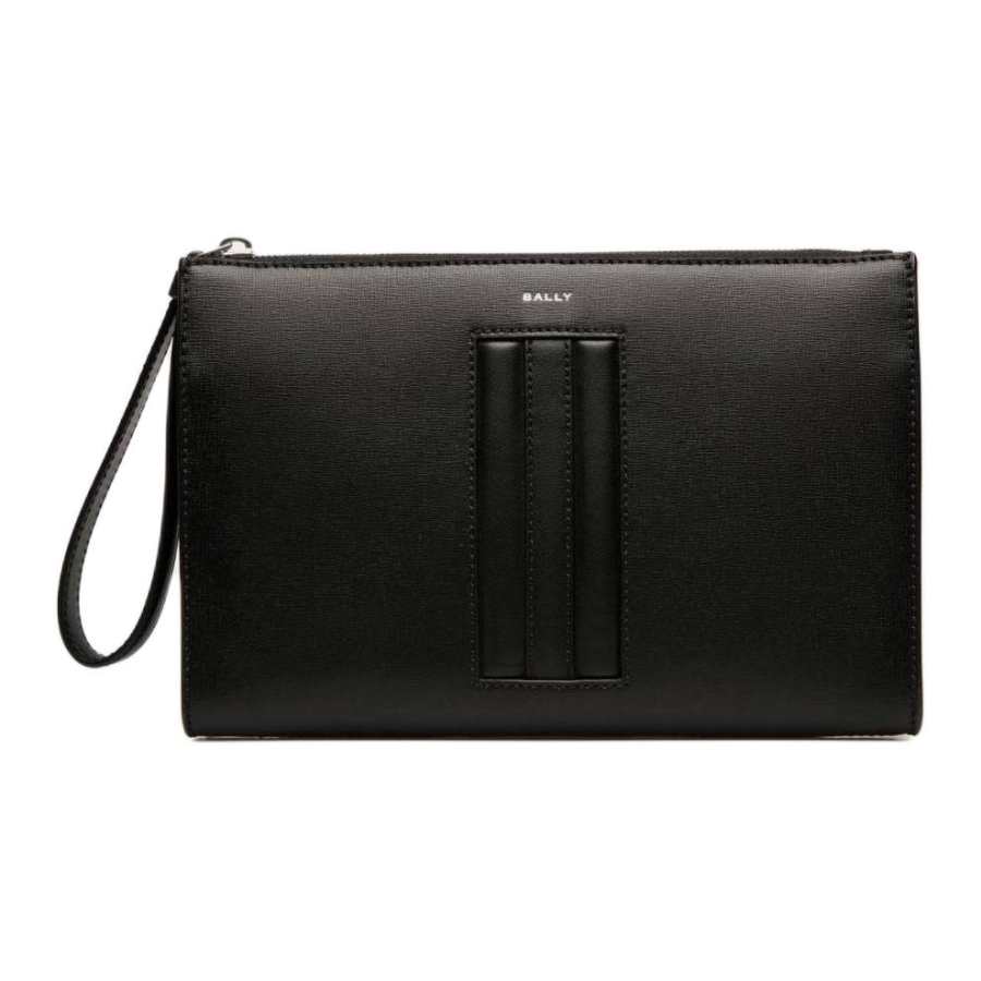 BALLY Recycled Leather With Reconstituted Cow Leather Clutch Men's Black