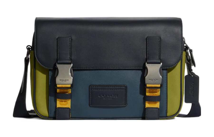 COACH Track Cow Leather Crossbody Bag, Shoulder Bag Unisex Black/Blue/Green