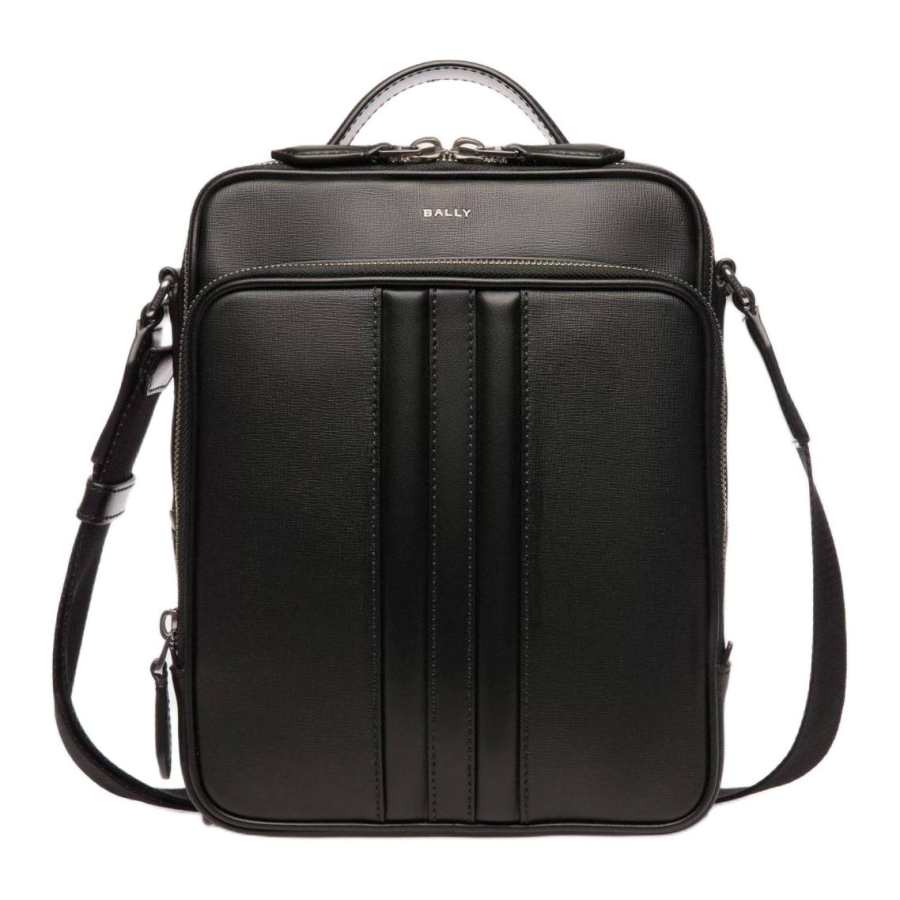 BALLY Recycled Cow Leather Shoulder Bag, Crossbody Bag Men's Black