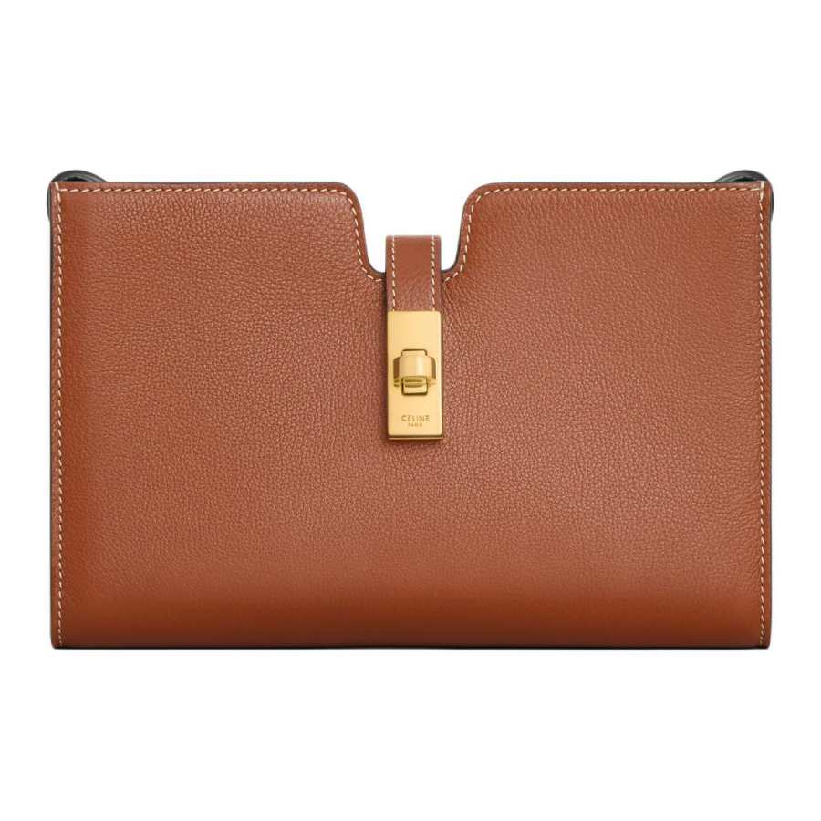CELINE 16 Soft Calfskin Crossbody Clutch Regular Women's Brown