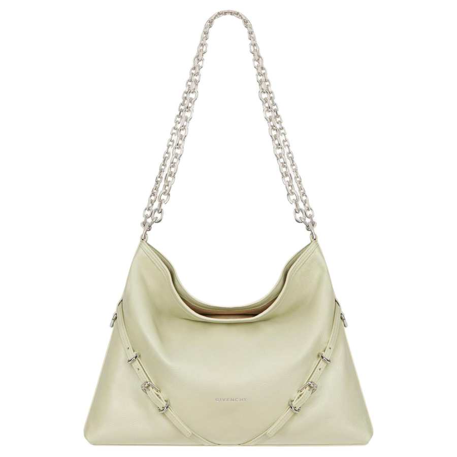 Givenchy Voyou Relief And Slight Crushed Texture Calfskin Handbag, Shoulder Bag Medium Women's Almond Green