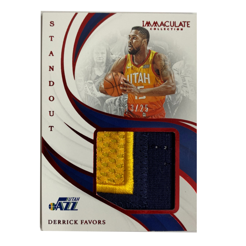 PANINI 2018 19 Ime Udoka, Jazz, Favors, Red Parallel Patch Autographed Jersey, Hand Cut 13/25, Autographed Rookie Cards
