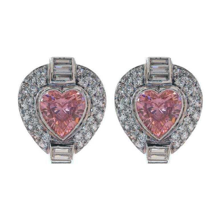 New Balance New Balance 14K White Gold With Zircon And Imitation Diamond Stud Earrings Women's Silver