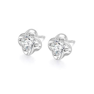 Lao Feng Xiang Synthetic Cubic Zirconia Moissanite Sterling Silver Stud Earrings Women's
