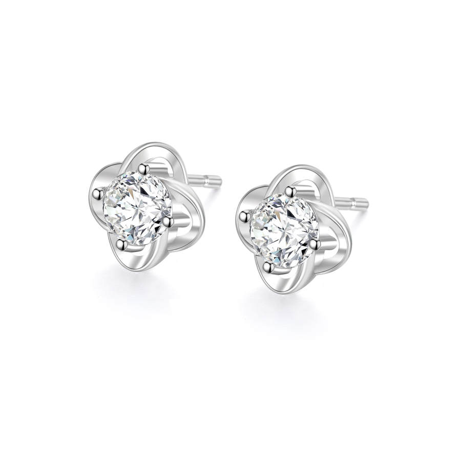 Lao Feng Xiang Synthetic Cubic Zirconia Moissanite Sterling Silver Stud Earrings Women's