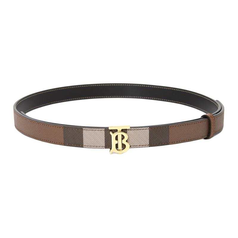 Burberry Cotton TPU Leather Belts Women's Brown Width 2cm
