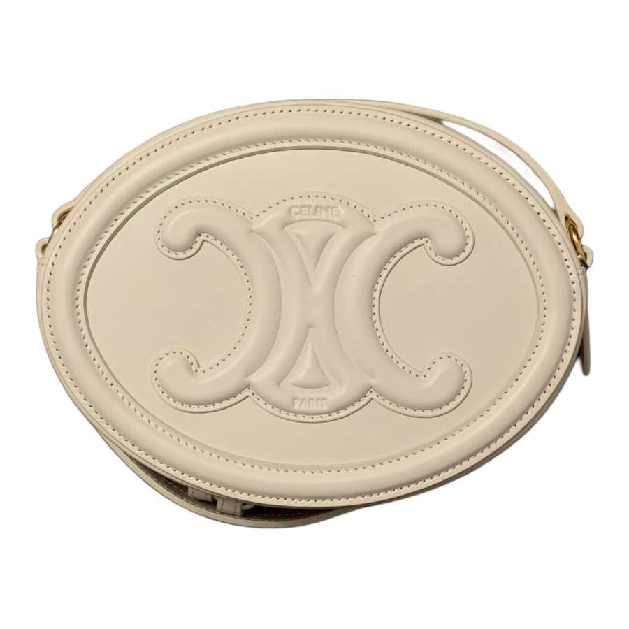 CELINE CELINE Triomphe Smooth Cow Leather Handbag Women's White