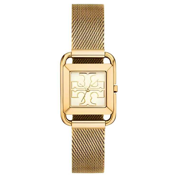 TORY BURCH Miller Collection Wrist Watches Quartz Movement Stainless Steel Strap Beige Watch Dial Women's Watch