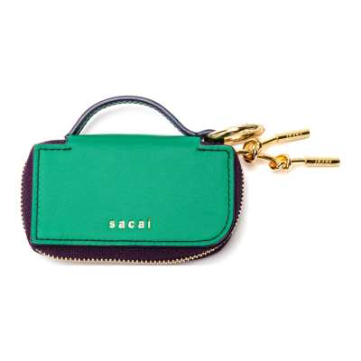 Sacai Leather Key Pouch Women's Green & Marine Blue