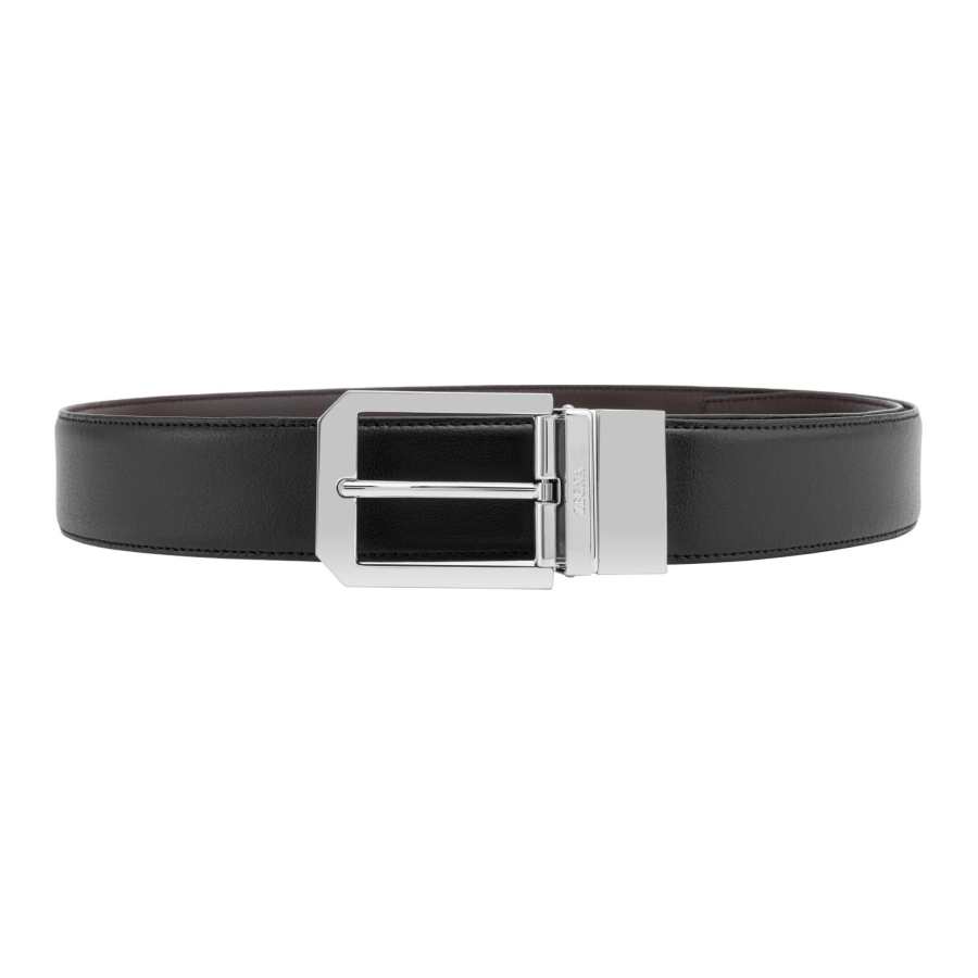 Ermenegildo Zegna Leather Belts Men's Black/Dark Brown Width 3.5cm
