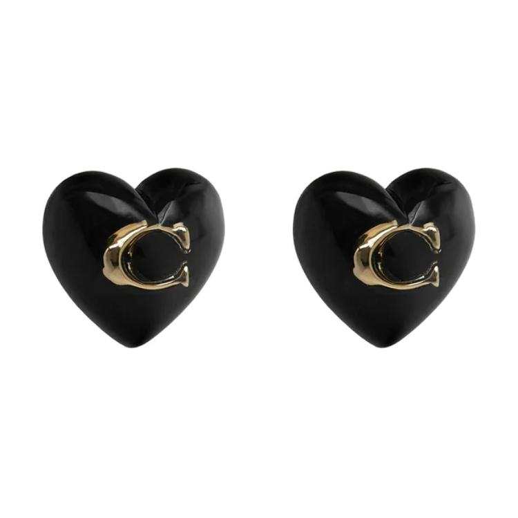 COACH COACH Brass Stud Earrings Women's Black