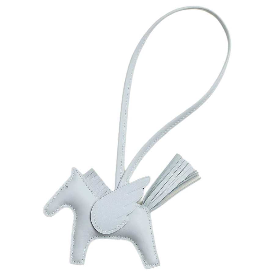 HERMES Rodeo Pegase Milo Lambskin Charms Unisex Dusty Blue