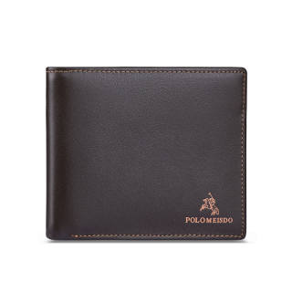 POLOMEISDO Top Grain Cow Leather, Multiple Card Slots, Young And Middle Aged Wallet Fashion Short Wallet Regular Men's