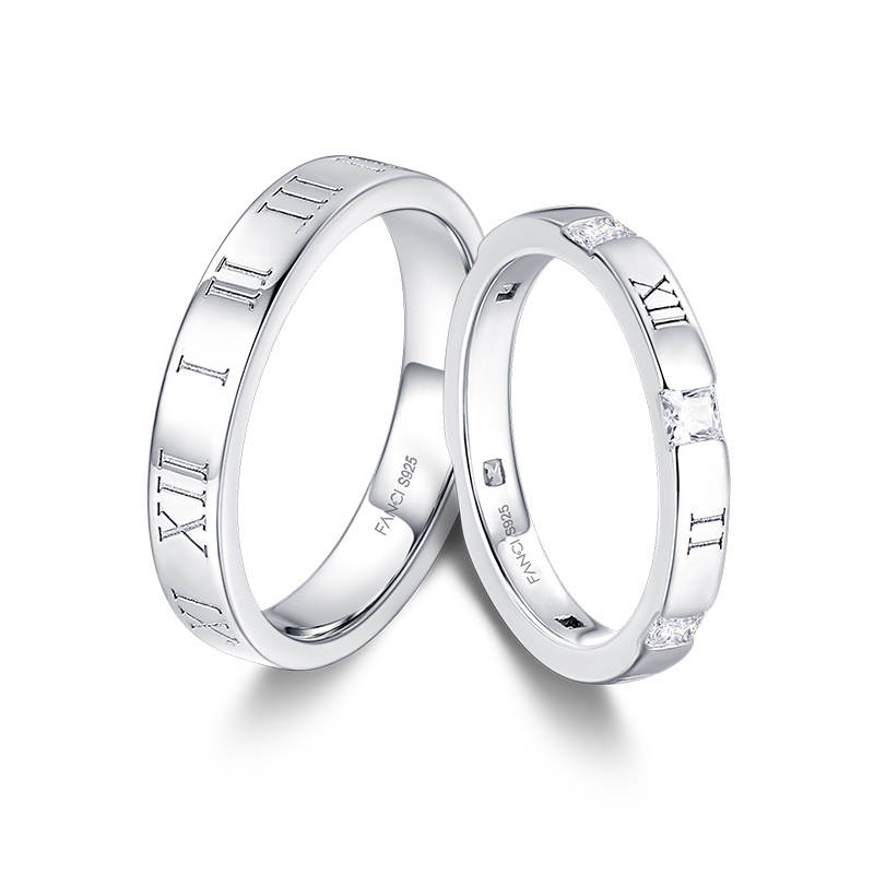 FANCI Timeless Lover Collection 925 Sterling Silver Ring Pair Unisex