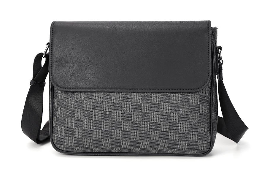 Fillove PVC Shoulder Bag, Crossbody Bag Regular Men's Black