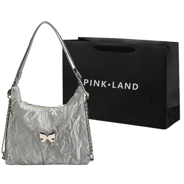 PINK·LAND Pu Shoulder Bag Women's Ecru/Silver/Black/Pink