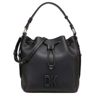 DKNY Leather Bucket Bag Handbag Medium Women's Black