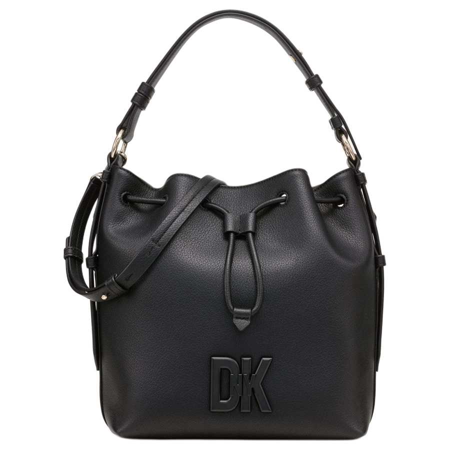 DKNY Leather Bucket Bag Handbag Medium Women's Black