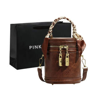 PINK·LAND Pu Bucket Bag, Handbag, Crossbody Bag Women's Coffee/Brown/Black