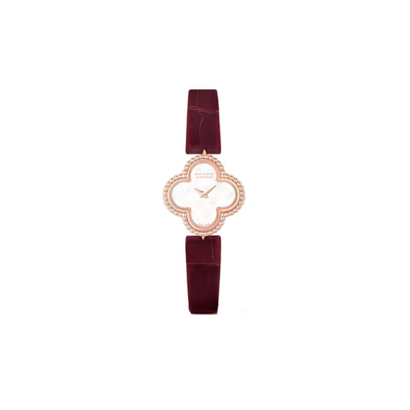 Van Cleef & Arpels Quartz Movement Unisex Watch Mother of Pearl Color Watch Dial 18K Rose Gold Watch Case