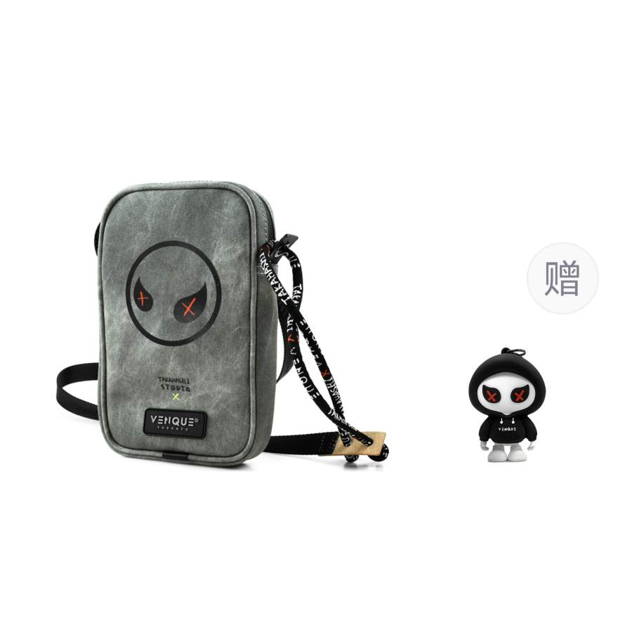 Venque Polyester Cell Phone Pouch, Small Square Bag, Shoulder Bag, Crossbody Bag Regular Unisex Gray