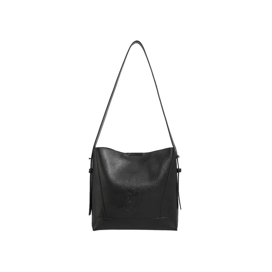Disney Mickey Mouse Artificial Leather Shoulder Bag Regular Women's Black/Apricot
