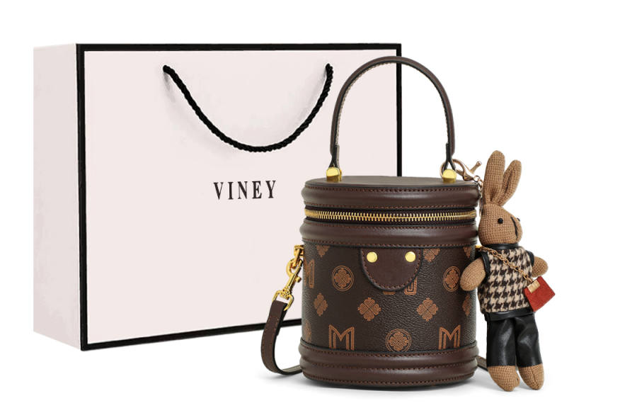 VINEY Synthetic Leather Bucket Bag, Shoulder Bag, Crossbody Bag, Handbag Small Women's Coffee