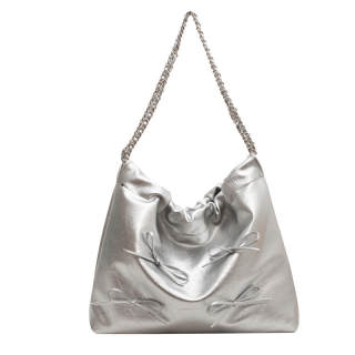 JANE KLAIN Pu Tote Bag, Shopping Bag, Handbag, Shoulder Bag Regular Women's Silver/Ecru/Black
