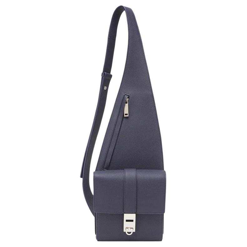FERRAGAMO Calfskin Crossbody Bag, Shoulder Bag Women's Midnight Blue