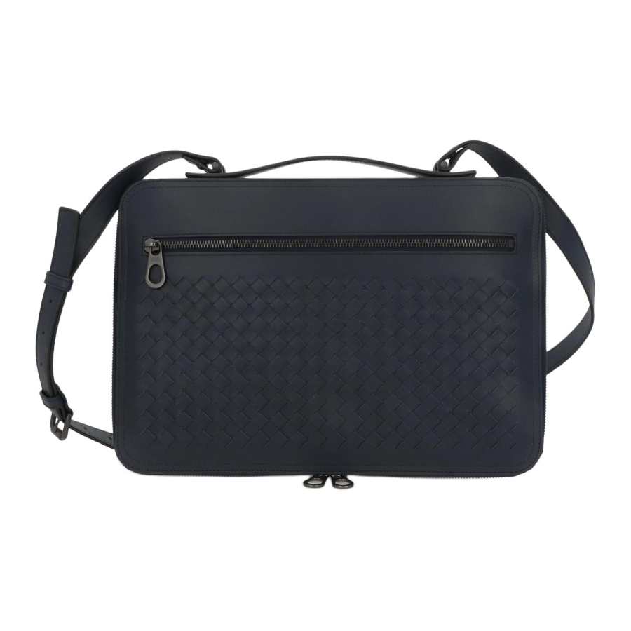 Bottega Veneta Leather Laptop Bag Men's Marine Blue