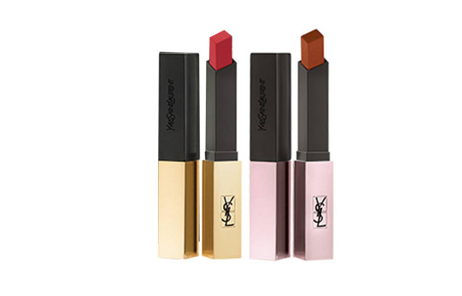 SAINT LAURENT Gold Bar With Black Stripes Lipstick Double Set, Matte Velvet Long Lasting No Transfer