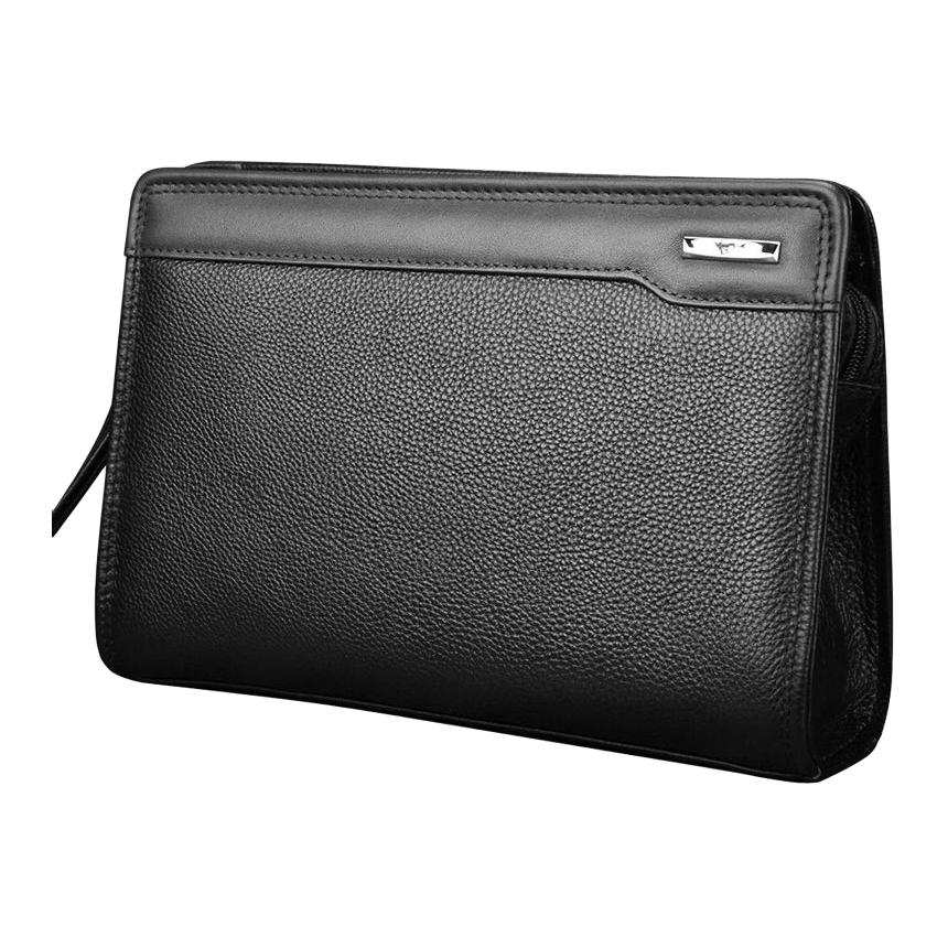 SEPTWOLVES SEPTWOLVES Cow Leather Briefcase Clutch Men's Black/Coffee