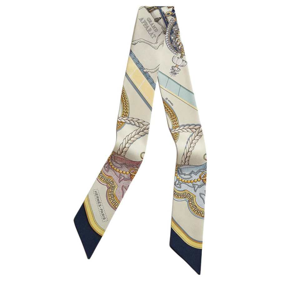 HERMES HERMES Silk Scarves Women's Blue