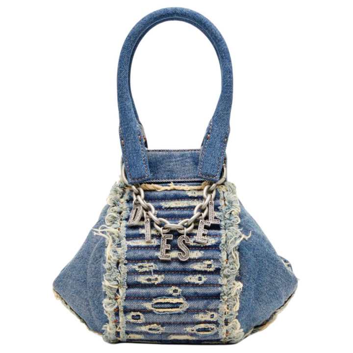 DIESEL DIESEL D Vina XS Logo Charm Denim Shoulder Bag