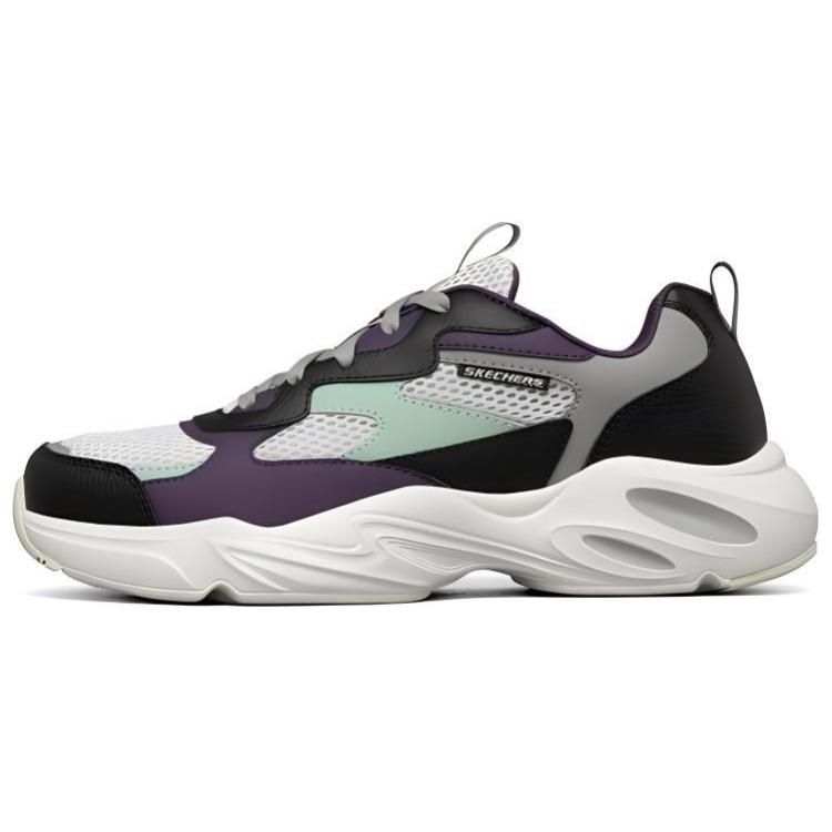 Skechers Stamina Airy Mesh, Artificial Leather Low top Chunky Sneakers Men's White Purple Black