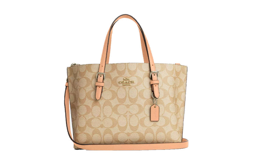 COACH Mollie Coated Canvas With Leather Tote Bag, Shopping Bag, Shoulder Bag, Crossbody Bag, Handbag 25 Women's