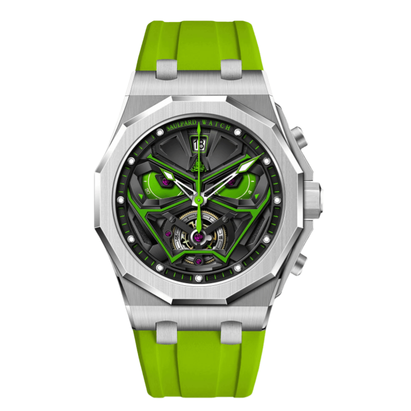 SAULPARD SAULPARD Quartz Movement Silicone Strap Watch Unisex Green Dial Timer Function