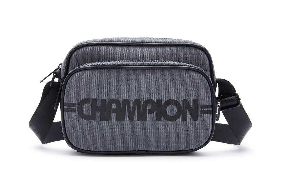 Champion Fabric Shoulder Bag Unisex Gray Black/Black