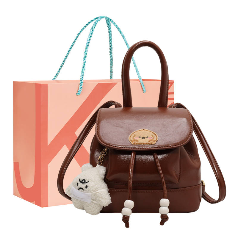 JANE KLAIN Pu Women's Bag, Small Backpack, Bucket Bag, Backpack Mini Women's Brown/Black