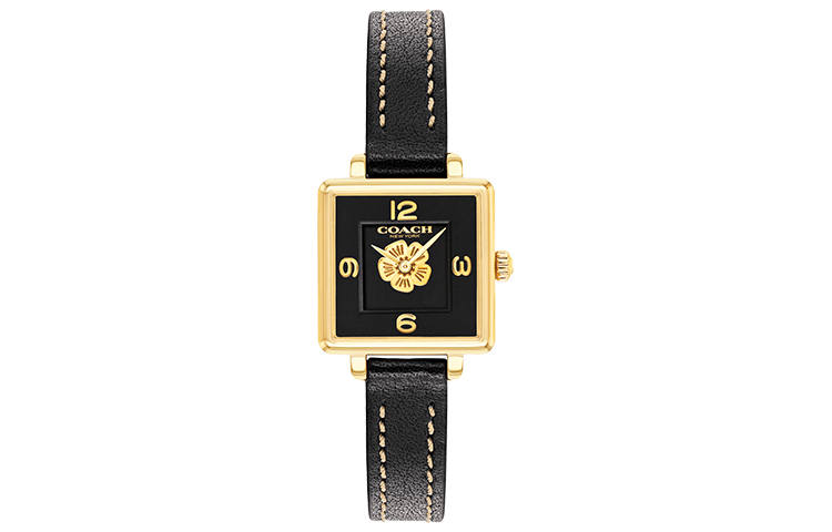 COACH Cass Wrist Watches Quartz Movement Cow Leather Strap Black Dial Women's Watch