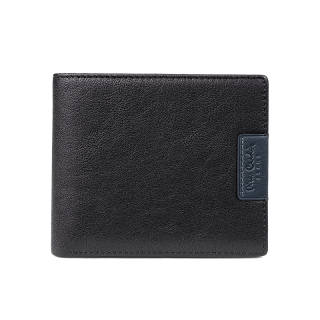 PIERRE CARDIN Top Grain Cow Leather Stylish Color Block Wallet Regular Men's Black