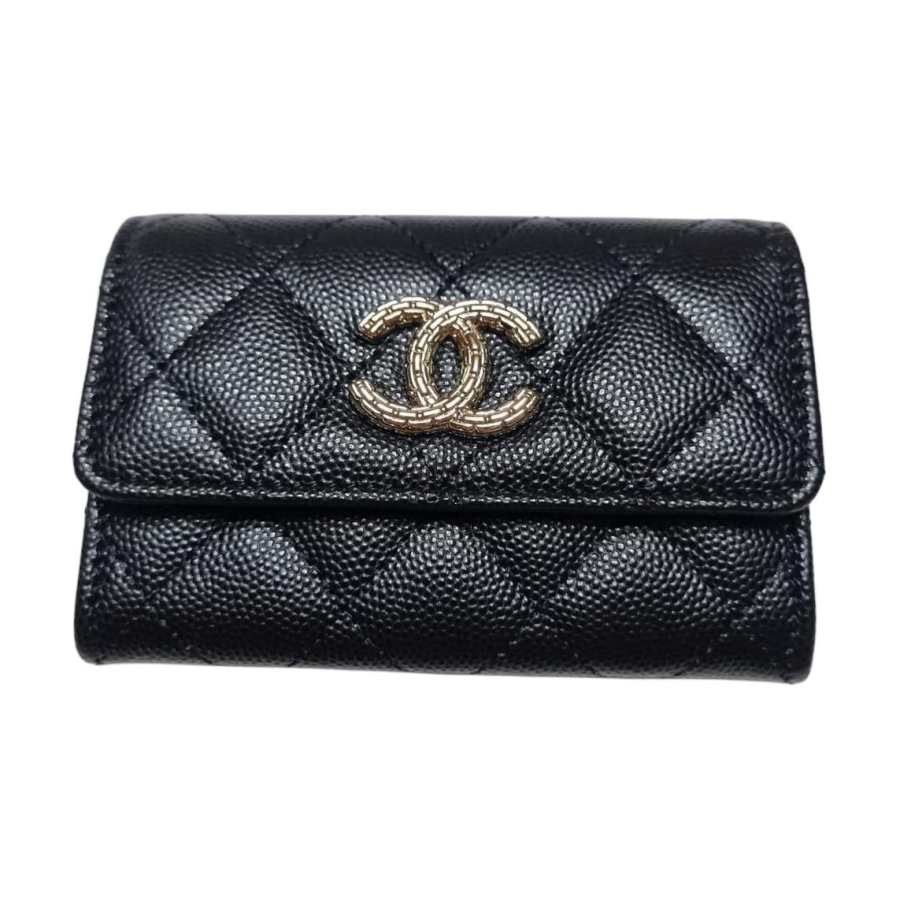 CHANEL Caviar Calfskin Card Holder Women's Black