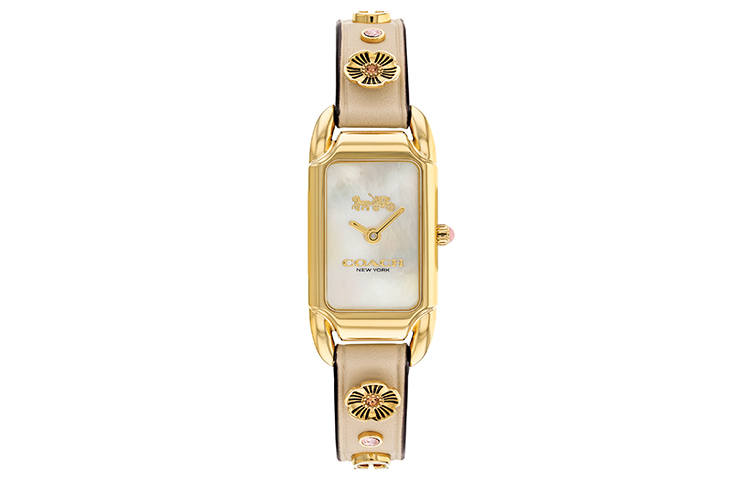 COACH CADIE Wrist Watches Quartz Movement Leather Strap 17.5mm White Dial Women's Watch