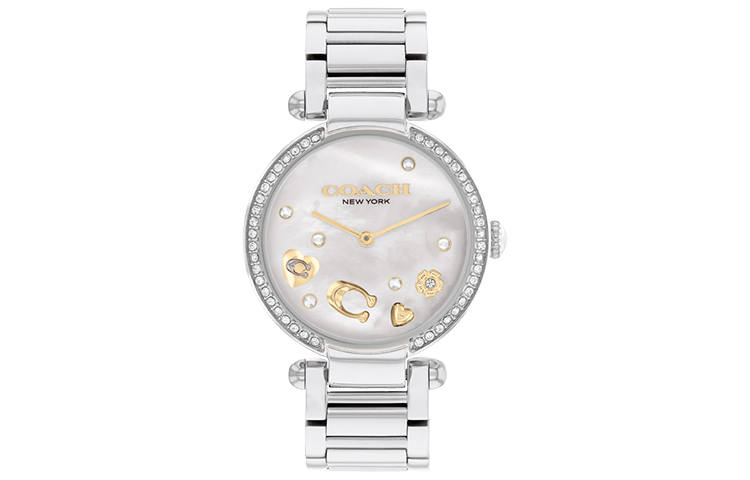 COACH Cary European/US Watches Quartz Movement Stainless Steel Watchband Mother of Pearl Color Watch Dial Women's Watch